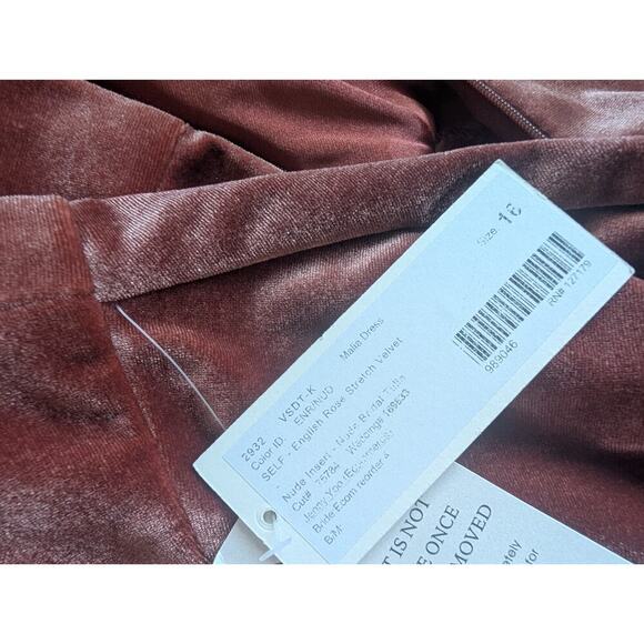 NWT Jenny Yoo Ryland V-Neck Open-Back Stretch Velvet Gown Sz 16 Rose #1B503 - Picture 8 of 11